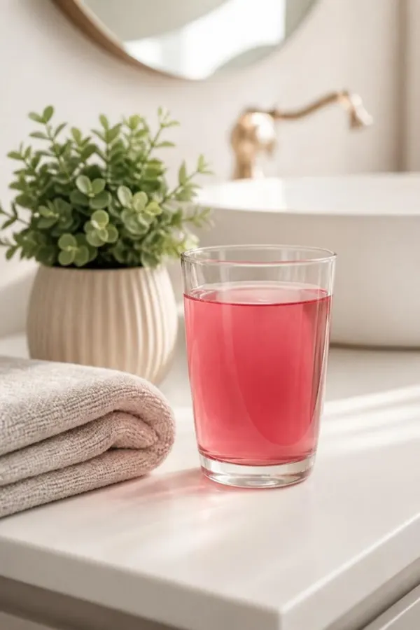 A pink NeuCollagen drink in a glass